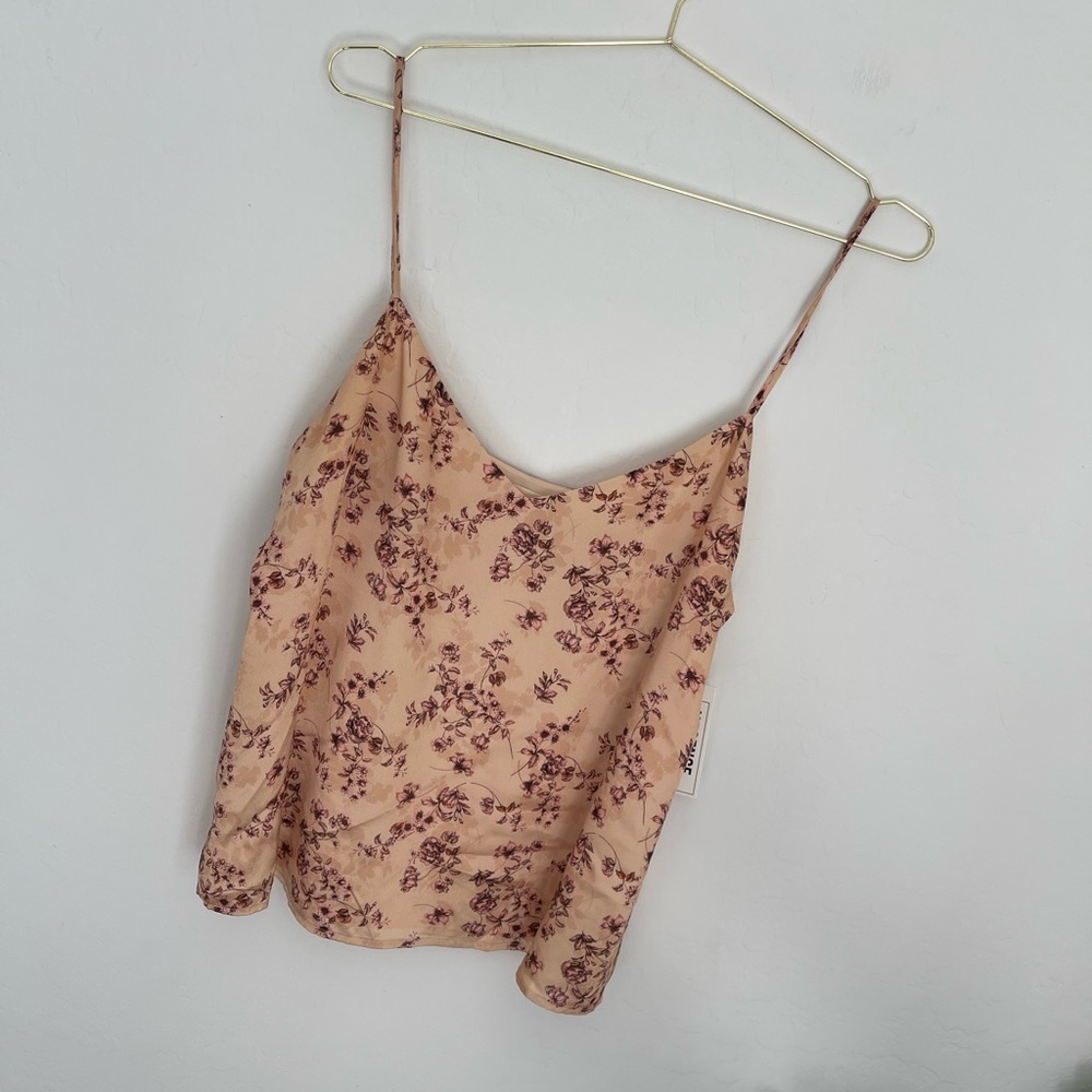 L'AGENCE Jane Floral Print 100% Silk Spaghetti Slip Tank Top Size L NWT - Picture 2 of 7